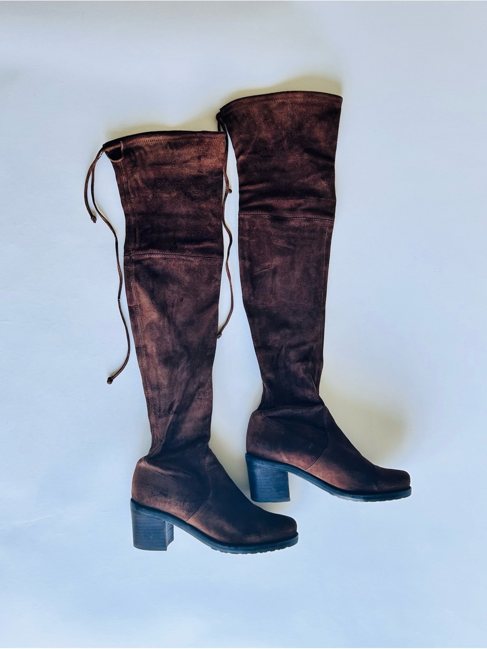 Stuart Weitzman Over-the-Knee Brown Suede Block Heel Boots size 7